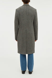 Mcaffrey Coat in Charcoal Multi Cashmere Wool Herringbone