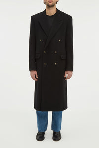 Brannick Overcoat in Black Double-face Recycled Cashmere