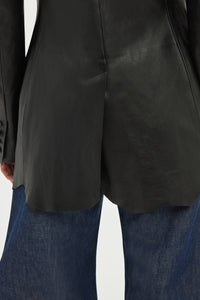Sybel Raw Cut Blazer in Black Soft Leather