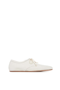 Luca Flat Shoe in Cream Textured Leather