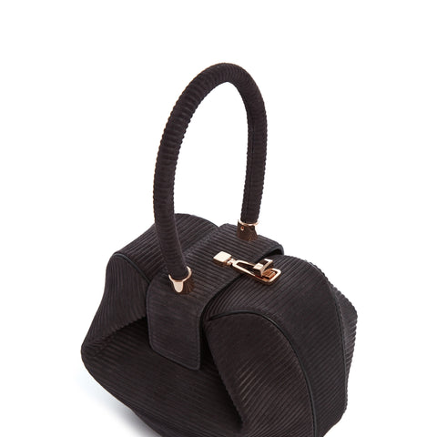 Nina Bag | Chocolate Suede Top Handle Bag | Gabriela Hearst