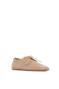 Luca Flat Shoe in Dark Camel Textured Leather