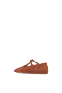 Lola Ballerina Flat Shoe in Cognac Suede