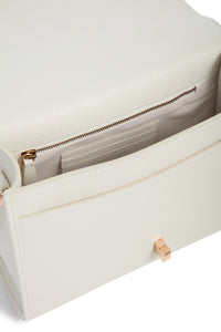 Medium Leonora Flap Bag in Ivory Textured Leather