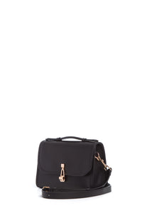 Small Leonora Flap Bag in Black Nappa Leather