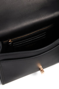 Small Leonora Flap Bag in Black Nappa Leather