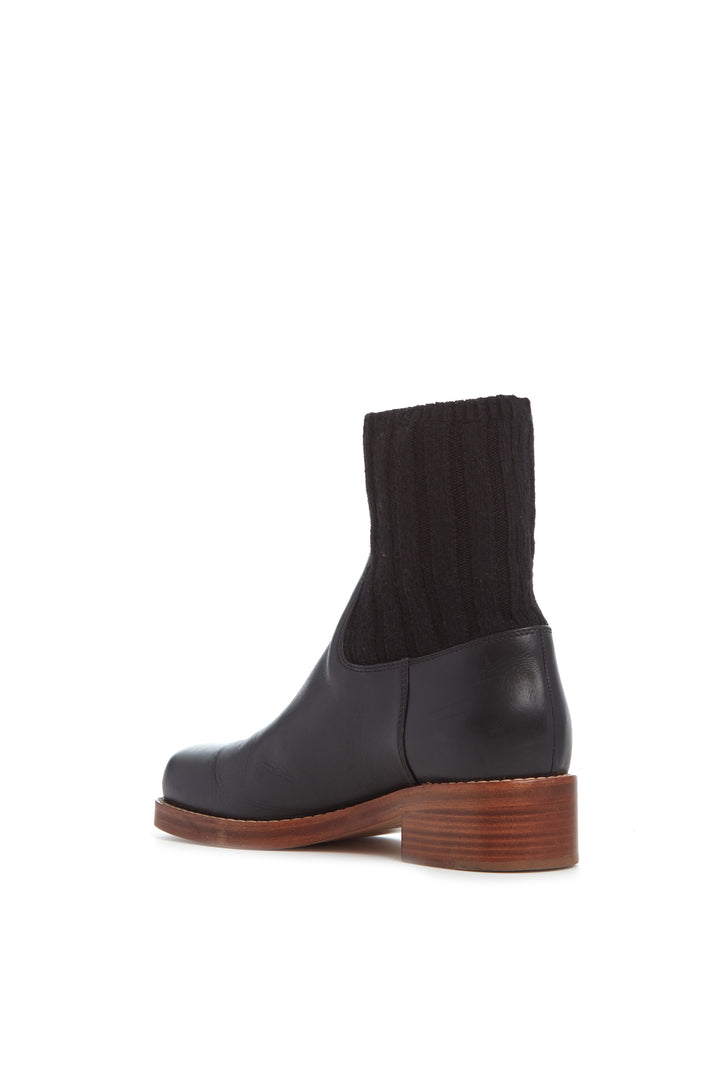 ブラックレザー&カシミアのホッブス ソックスブーツ