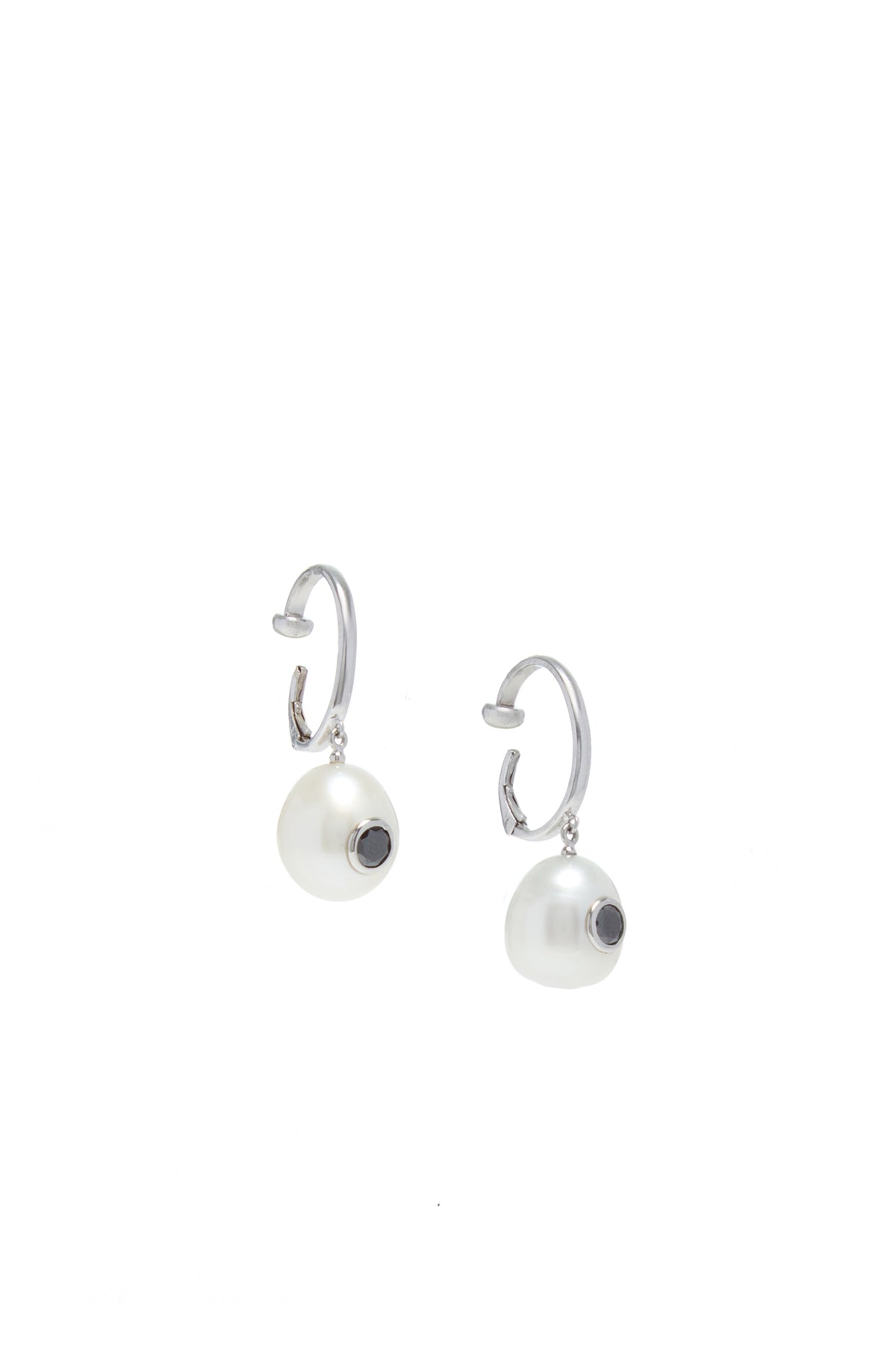 Pearl Earrings with Platinum & Black Diamonds
