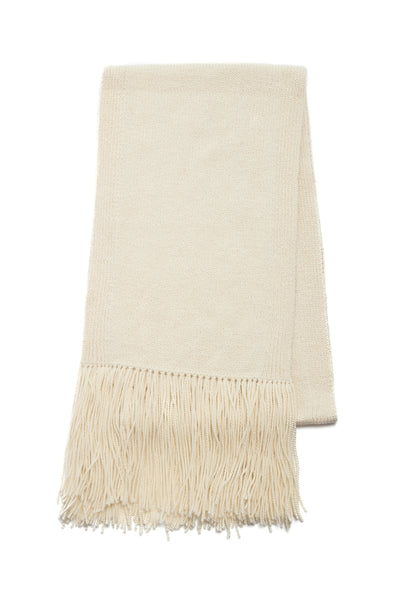 Staffordshire Knit Fringe Scarf in Ivory Cashmere – Gabriela