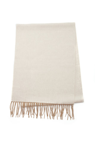 Blaine Fringe Scarf in Ivory Melange Brushed Silk Cashmere