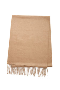Blaine Fringe Scarf in Camel Brushed Silk Cashmere