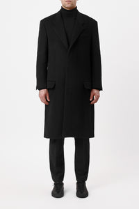 Slade Coat in Black Double-Face Recycled Cashmere