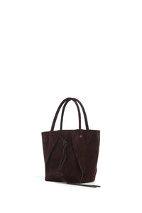 Small Marija Tote Bag in Chocolate Suede