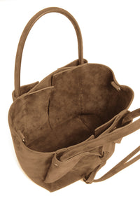 Small Marija Tote Bag in Dark Sand Suede