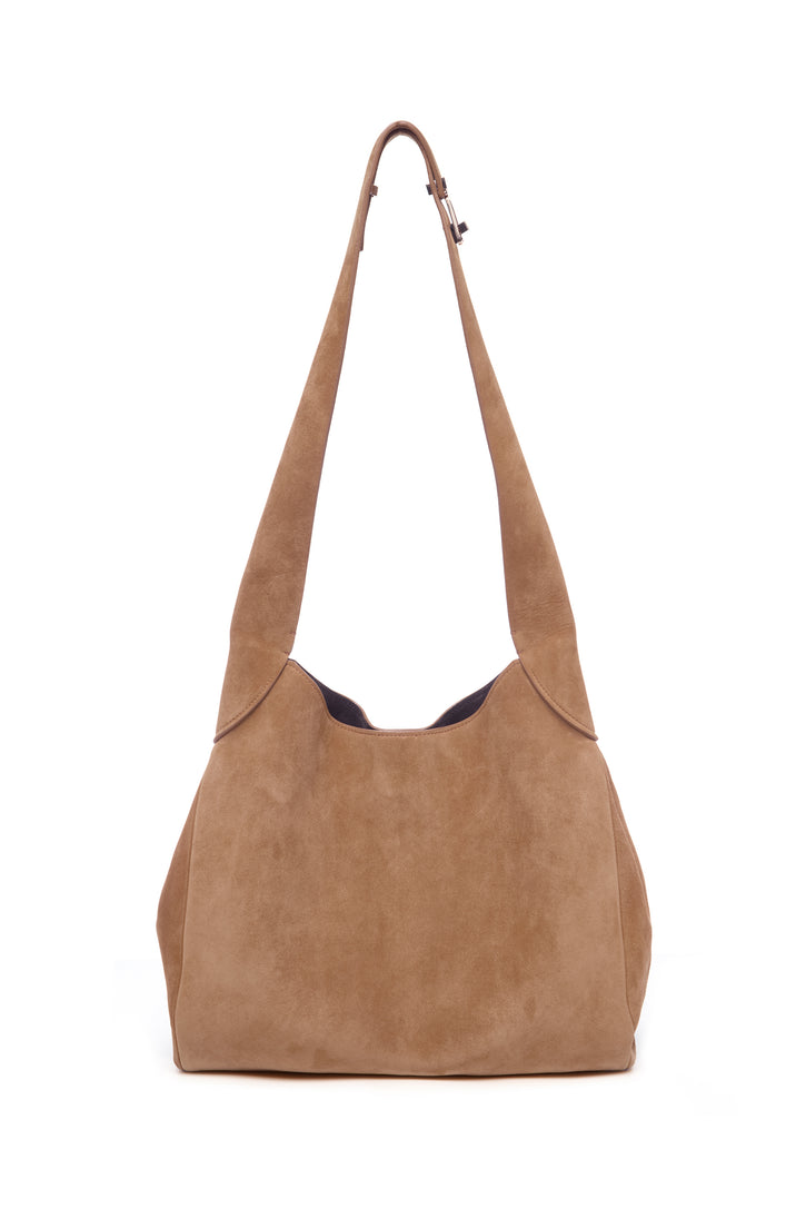 Small Hobo Bag in Dark Sand Suede