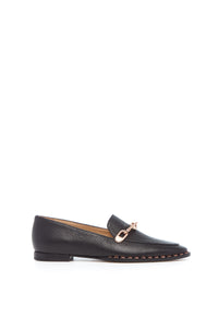 Larisa Loafer in Black Textured Leather