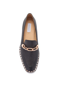 Larisa Loafer in Black Textured Leather