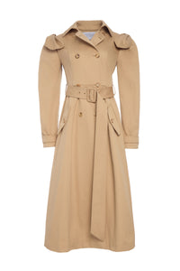 Benedict Trench Coat in Camel Sea Island Cotton Twill