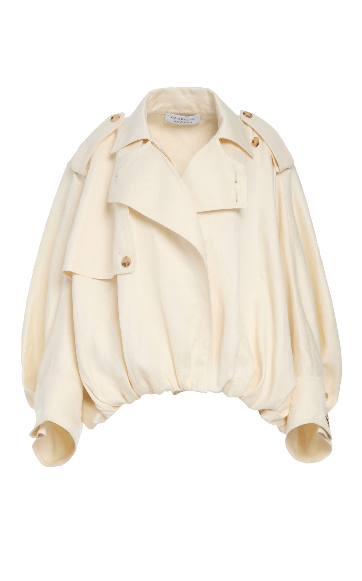 Hunt Oversized Trench Jacket in Ivory Textured Linen