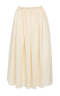 Chiara Pleated Midi Skirt in Ivory Textured Linen