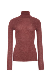 Aldona Knit Turtleneck in Burnt Sienna Cashmere Silk with Hemp