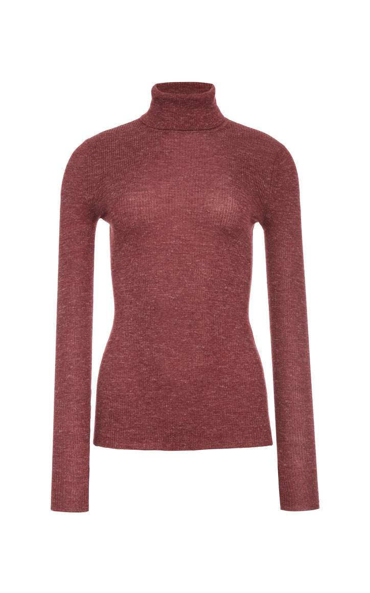 Aldona Knit Turtleneck in Burnt Sienna Cashmere Silk with Hemp