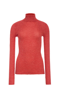 Aldona Knit Turtleneck in Antelope Orange Cashmere Silk with Hemp