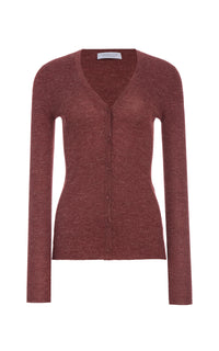 Aiste Knit Cardigan in Burnt Sienna Cashmere Silk with Hemp