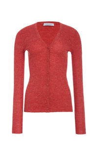 Aiste Knit Cardigan in Antelope Orange Cashmere Silk with Hemp