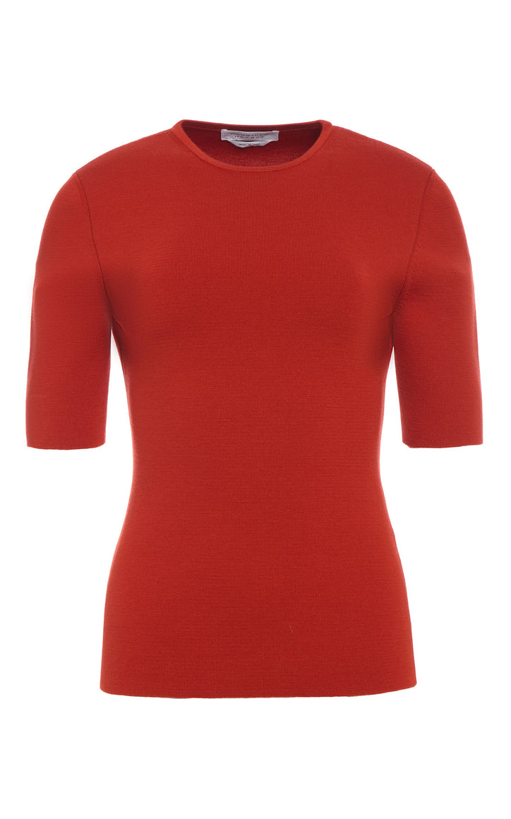 Andrius Knit Top in Antelope Orange Merino Wool