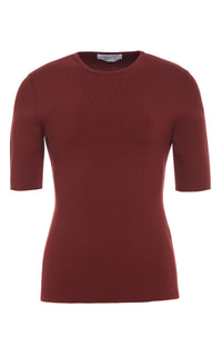 Andrius Knit Top in Burnt Sienna Merino Wool
