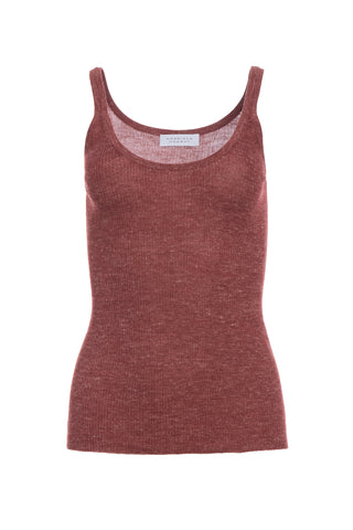 Cinxia Knit Tank Top in Burnt Sienna Cashmere Silk with Hemp