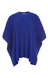 Baron Knit Cropped Poncho in Cobalt Merino Wool Cashmere