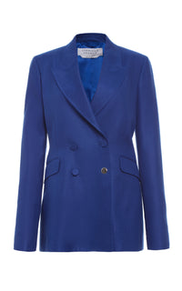 Angela Blazer in Cobalt Linen Twill