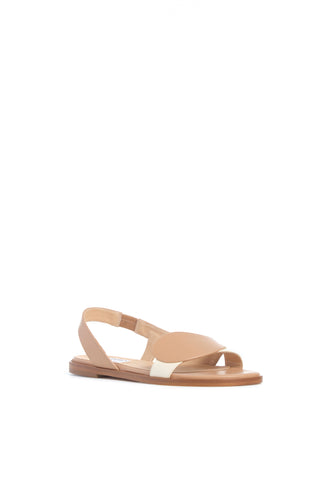 Pippa Flat Sandal in Ivory & Nude Leather