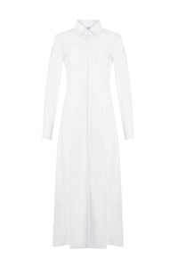 Eugene Maxi Shirtdress in White Sea Island Cotton