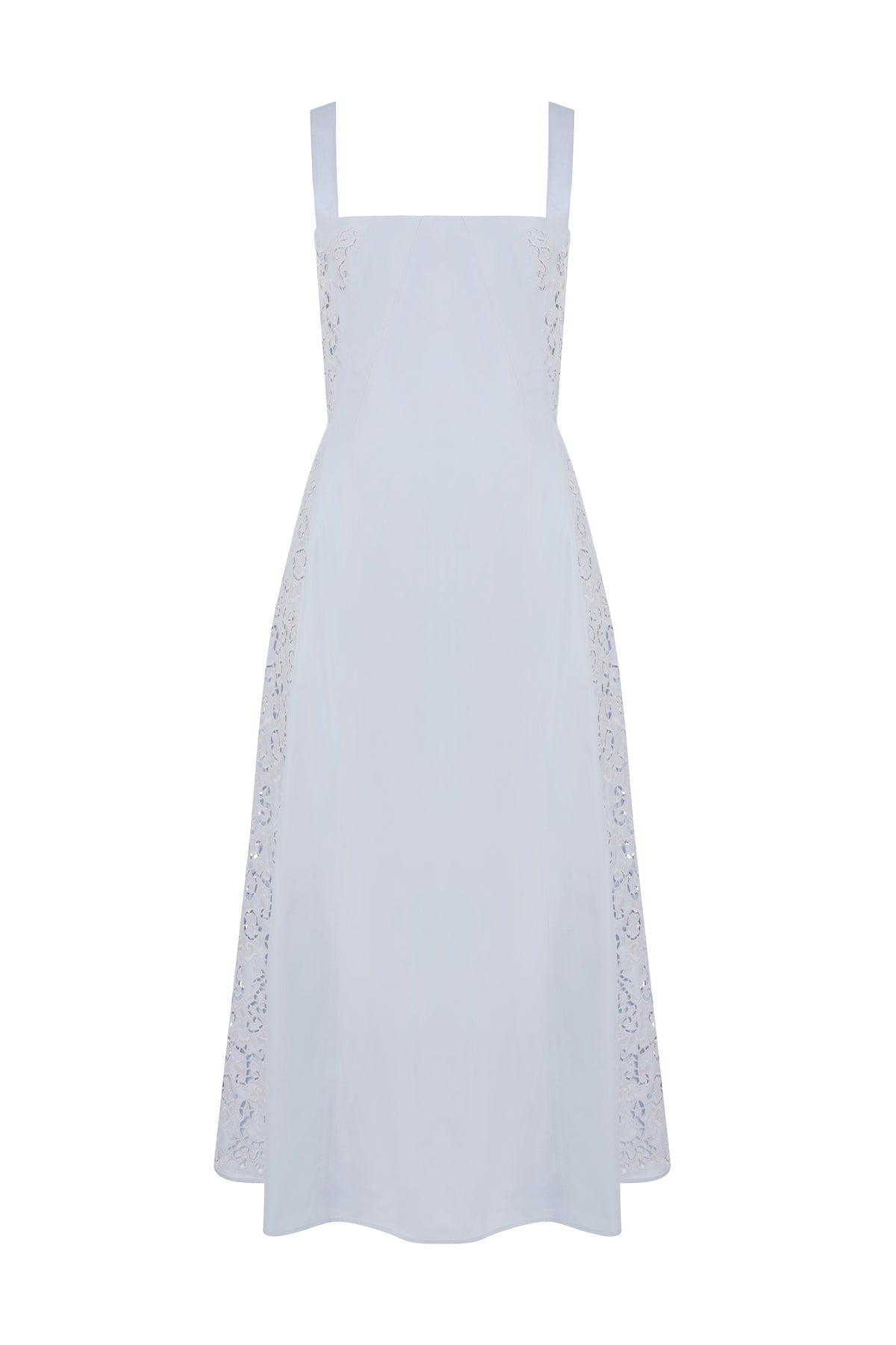 Lenya Lace Midi Dress in Light Blue Sea Island Cotton
