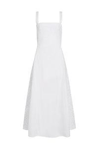 Lenya Lace Midi Dress in White Sea Island Cotton