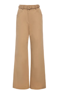 Norman Wide-leg Pant in Camel Sea Island Cotton Twill