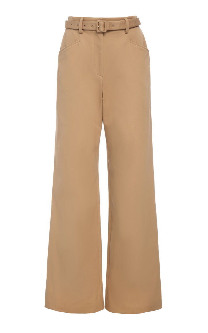 Norman Wide-leg Pant in Camel Sea Island Cotton Twill