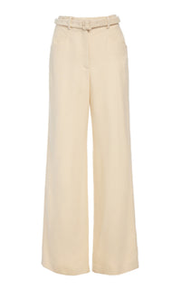 Norman Wide-leg Pant in Ivory Silk Tweed