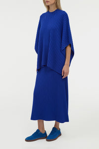 Baron Knit Cropped Poncho in Cobalt Merino Wool Cashmere