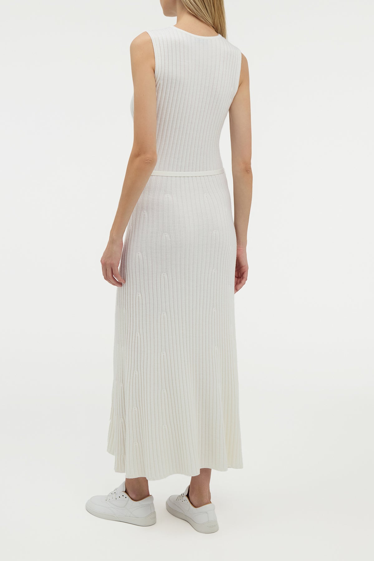 Meier Knit Midi Dress in Ivory Merino Wool Cashmere