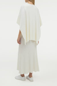 Baron Knit Cropped Poncho in Ivory Merino Wool Cashmere