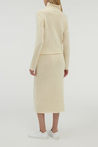 Daina Cropped Knit Turtleneck in Ivory Cashmere