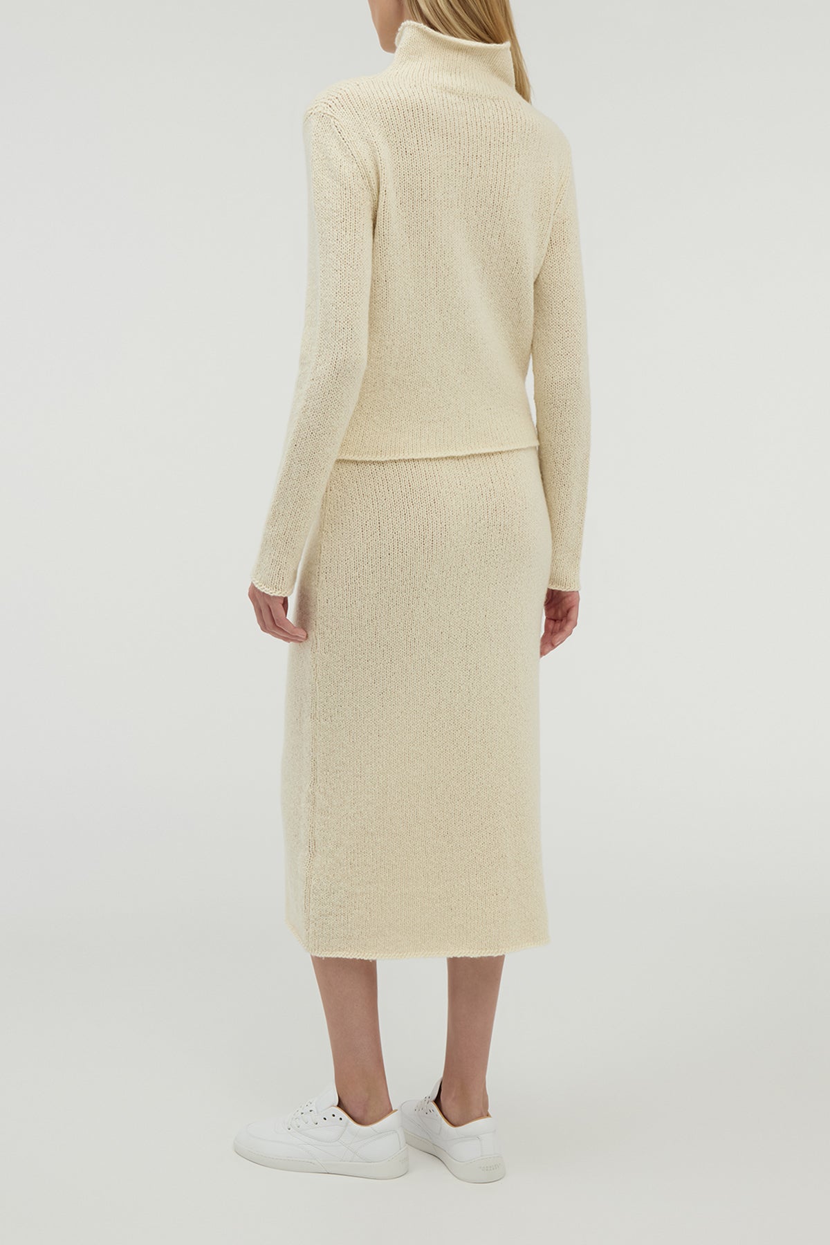 Dorcas Knit Midi Skirt in Ivory Cashmere