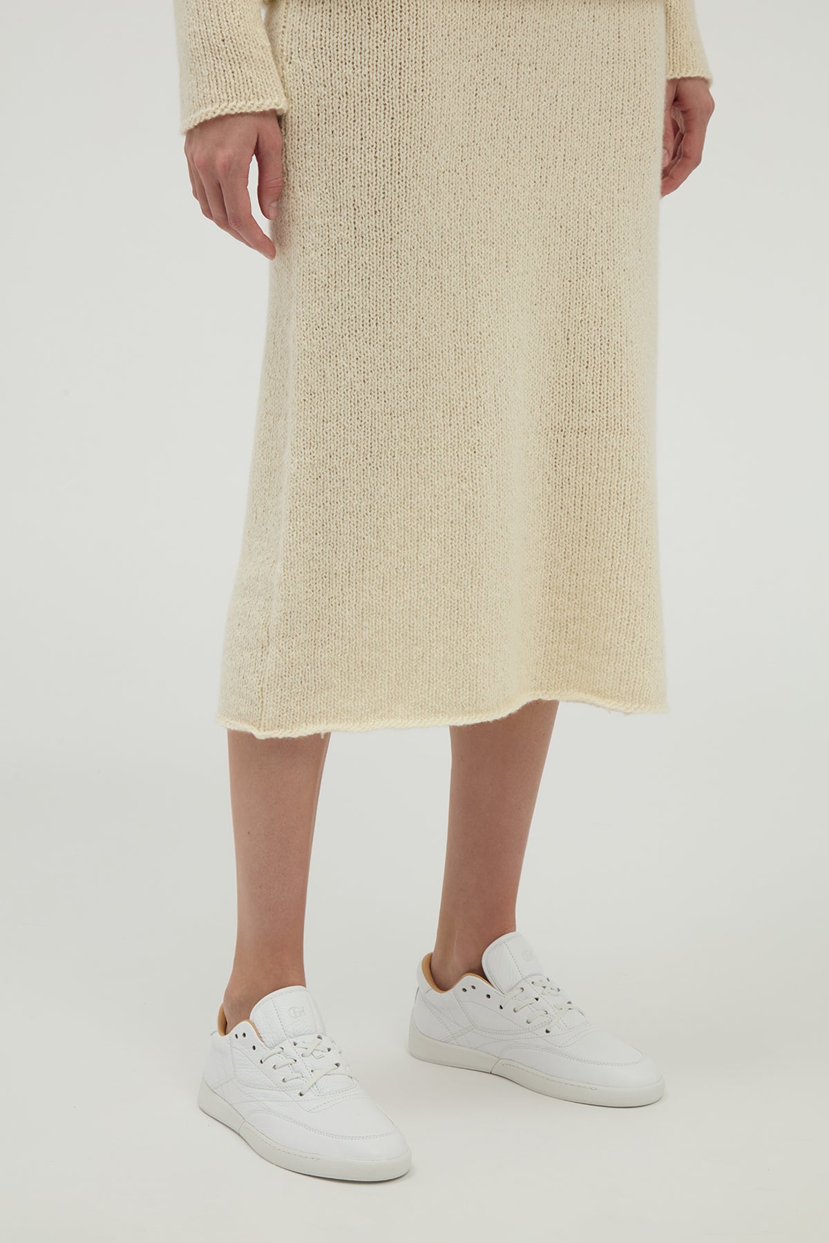 Dorcas Knit Midi Skirt in Ivory Cashmere