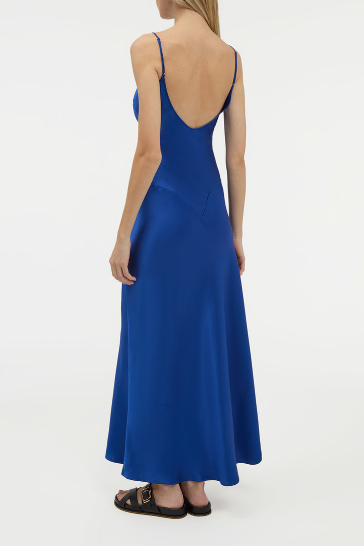 Jesaba Slip Maxi Dress in Cobalt Silk Satin