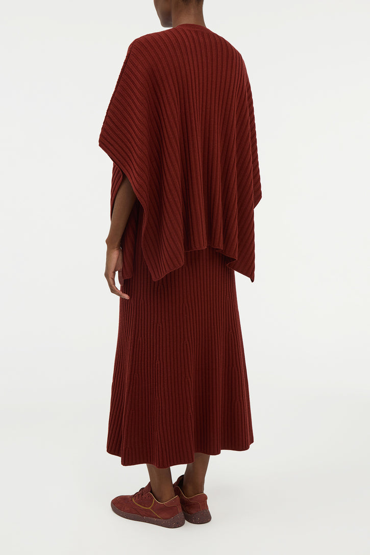 Baron Knit Cropped Poncho in Burnt Sienna Merino Wool Cashmere