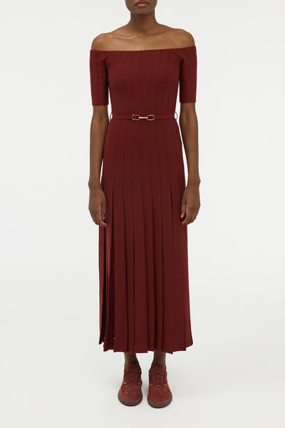 Kurt Knit Pleated Maxi Dress in Burnt Sienna Merino Wool – Gabriela Hearst